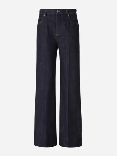 Bottega Veneta Palazzo Denim Jeans In Navy