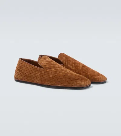 Bottega Veneta Palazzo Suede Loafers Almond Toe Flat In Multi