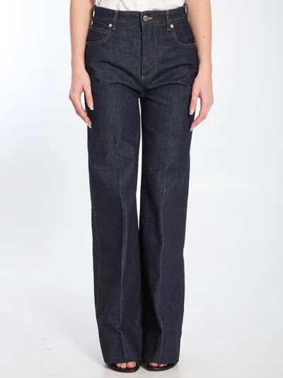 【BOTTEGA VENETA】 MEDIUM BLUE PALAZZO DENIM JEANS High-rise wide-leg jeans in blue - Bottega Veneta | Mytheresa