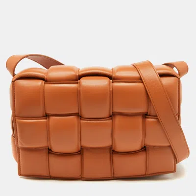 Pre-owned Bottega Veneta Pale Orange Leather Padded Cassette Flap Shoulder Bag