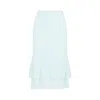 BOTTEGA VENETA PALE TURQUOISE COTTON MIDI SKIRT