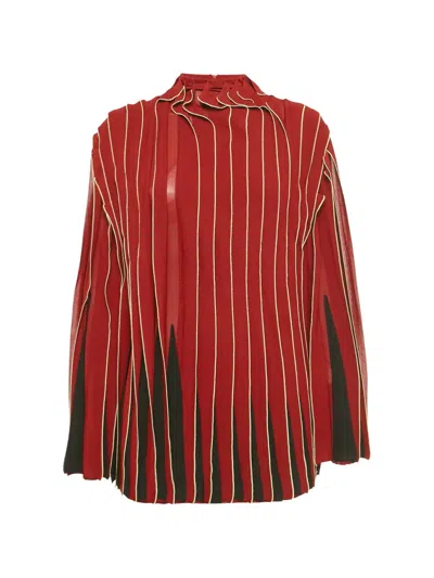 Pre-owned Bottega Veneta Panelled Blouse In Red