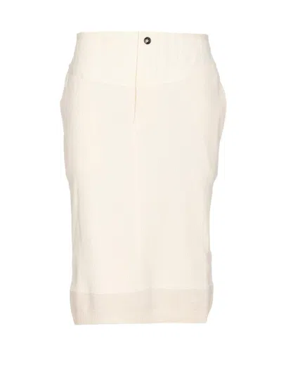 Bottega Veneta Panelled Compact Ribbed Jersey Skirt In White