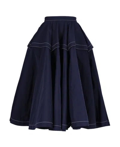 Bottega Veneta Panelled Flared Midi Skirt In Blue
