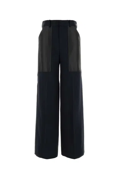 Bottega Veneta Panta Palazzo Leather Worker Pocket In Blue