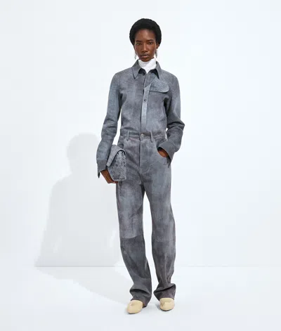 Bottega Veneta Cloudy Suede Pants In Gray