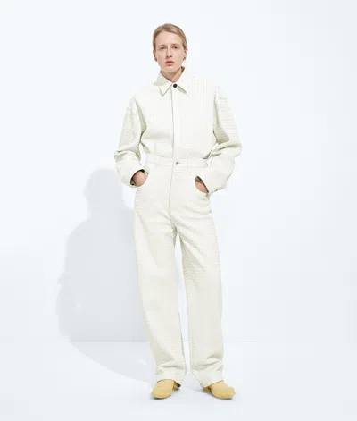 Bottega Veneta Small Intrecciato Leather Pants In Gray