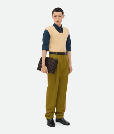 Bottega Veneta Wool Grain De Poudre Trousers In Limonite