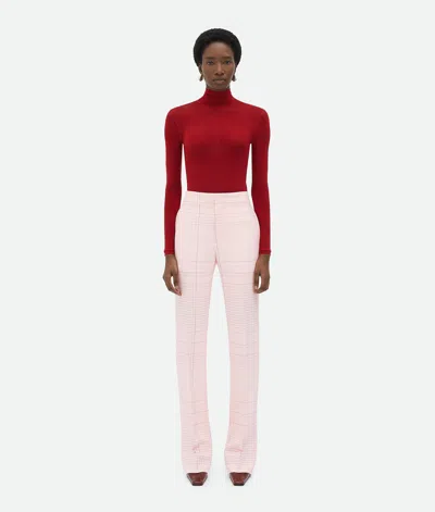 Bottega Veneta Notebook Viscose Flared Trousers In Pink/blue