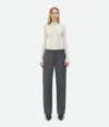 Bottega Veneta Bonded Wool And Cotton Tapered Trousers In Grey