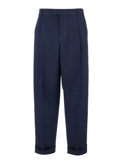 Bottega Veneta Pantalone In Lana Effetto Denim In Blue