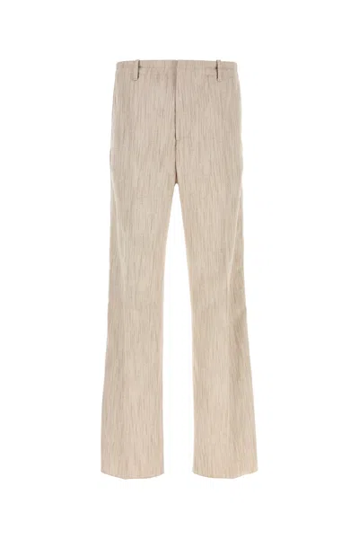 Bottega Veneta Pantalone In Misto Viscosa Sabbia Melangé Uomo In Brown