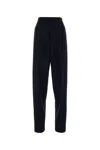 Bottega Veneta High-waisted Trousers With Wide Leg And Sharp Creases In Black