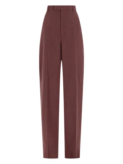 Bottega Veneta Pantalone Sartoriale In Lana In Purple