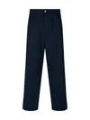 Bottega Veneta Wide Leg Cotton Trousers With Belt Loops In Blue