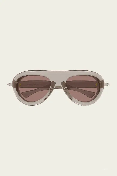 Bottega Veneta Panthos Modern Sunglasses In Light Brown In Multi