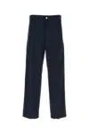 Bottega Veneta Wide Leg Cotton Trousers With Belt Loops In Blue