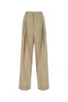 Bottega Veneta Beige High-waisted Pants With Pinces In Cotton Woman In Beige O Tan