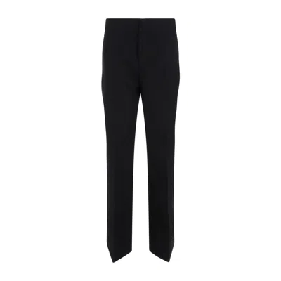 Bottega Veneta Curved Shape Wool Trousers In Black