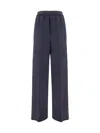 Bottega Veneta Women Striped Wool Pants In Black/blue