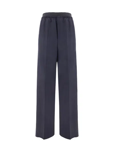 Bottega Veneta Striped High-rise Wool Straight Pants In Black/blue