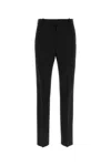 Bottega Veneta Black Straight Trousers With Coulisse At Waistline In Wool Twill Woman In Blk