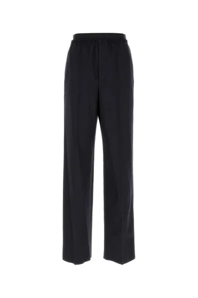 Bottega Veneta Cotton-blend Wide-leg Pants In Navy