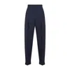 Bottega Veneta Melange Wool Straight Pants In Blue