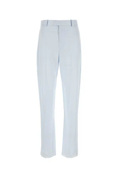 Bottega Veneta Pantalone In Twill Azzurro Pastello Donna In Turquoise