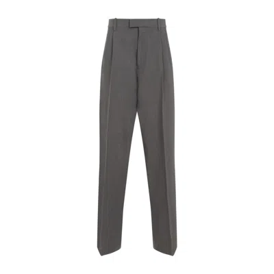 Bottega Veneta Mid-rise Wool Tricotine Straight Pants In Grey