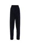Bottega Veneta High-waisted Trousers With Wide Leg And Sharp Creases In Black