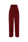 Bottega Veneta High Waist Wide-leg Wool Blend Trousers In Red