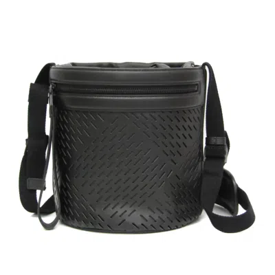 Pre-owned Bottega Veneta Paper Bucket Bag Perforated Leather Black Leather Shoulder Bag Bag ()