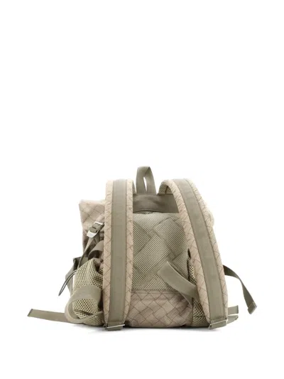 Pre-owned Bottega Veneta Paper Touch Printed Nylon Backpack In Brown