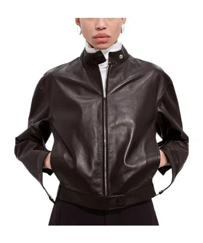 Bottega Veneta Papery Leather Blouson In Brown