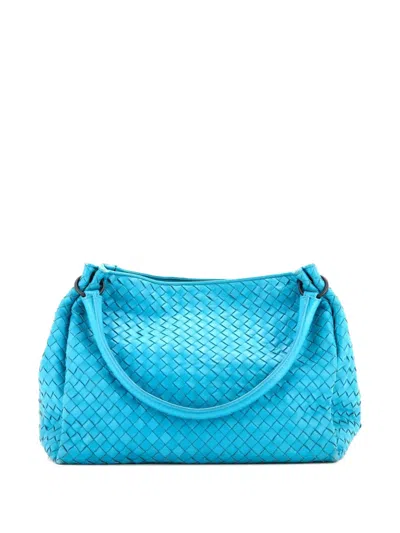 Pre-owned Bottega Veneta Parachute Bag Intrecciato Nappa Medium Shoulder Bag In Blue