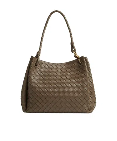 Bottega Veneta Large Andiamo Intrecciato Leather Top Handle Bag In Brown
