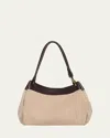 Bottega Veneta Parachute Maxi Suede Shoulder Bag In Mastice Fond Fond