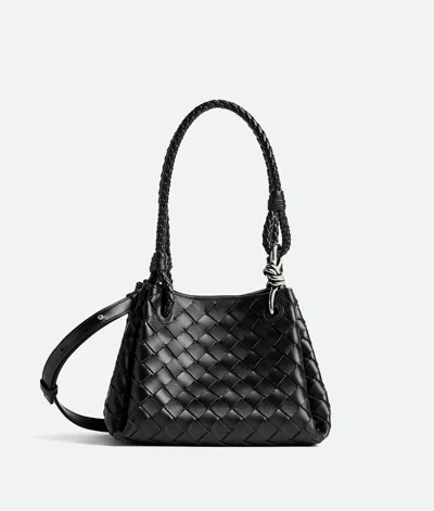 Bottega Veneta Small Intrecciato Leather Parachute Shoulder Bag In Black
