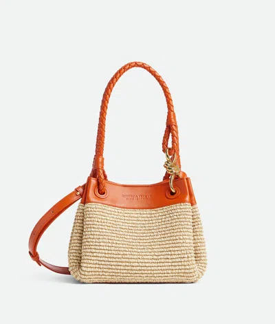 Bottega Veneta Small Raffia Parachute Shoulder Bag In Natural/burned Orange