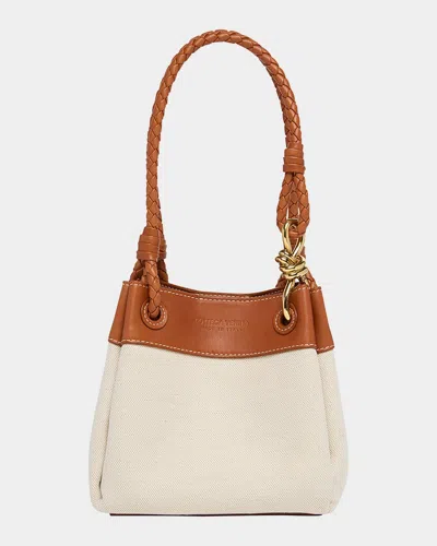 Bottega Veneta Parachute Small Canvas Shoulder Bag In Natural/light Wood