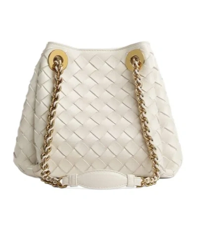 Bottega Veneta Intrecciato Parachute Shoulder Bag In White