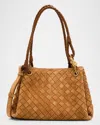 Bottega Veneta Parachute Suede Intrecciato Shoulder Bag