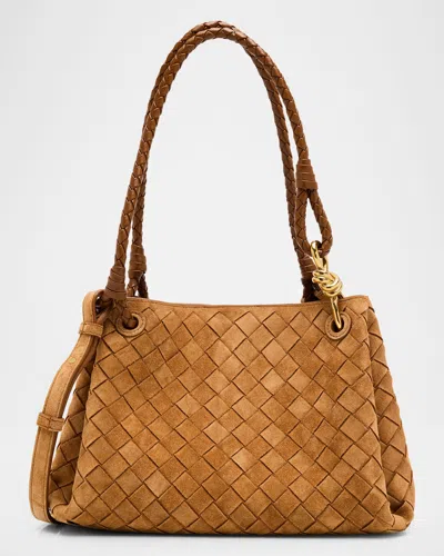 Bottega Veneta Parachute Suede Intrecciato Shoulder Bag