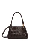 Bottega Veneta 'parachutte' Brown Shoulder Bag With Knot Detail And Intrecciato Motif In Leather Wom