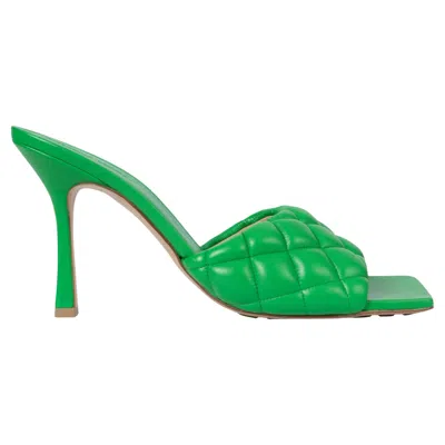 Pre-owned Bottega Veneta Parakeet Green Leather Padded Mule Sandals Shoes 42 Fit 41
