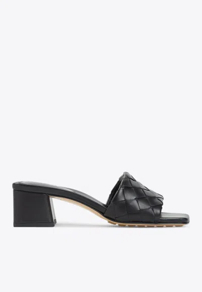 Bottega Veneta Parco 45 Intrecciato Leather Mules In Black