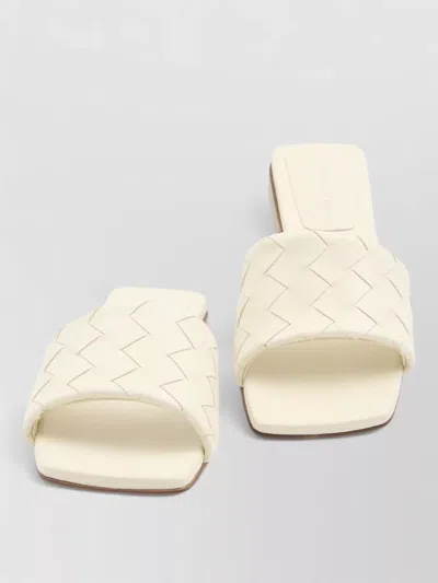 Bottega Veneta Parco Flat Woven Leather Mules Slides In Neutral