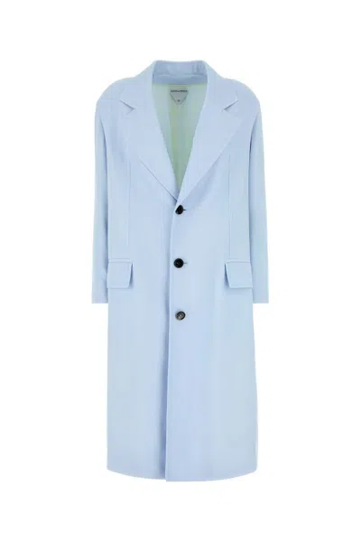 Bottega Veneta Pastel Blue Viscose Blend Coat In Skyblue