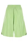 Bottega Veneta Pastel Green Leather Shorts In Green